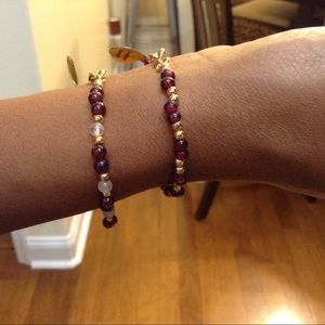 Vintage Garnet and Rose quartz bracelet set